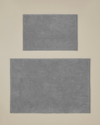 Macaroni Kaydırmaz Taban Banyo Paspası Seti 60x90 + 40x60 cm Gri