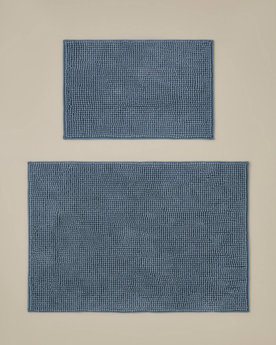 Macaroni Kaydırmaz Taban Banyo Paspası Seti 60x90 + 40x60 cm Mavi