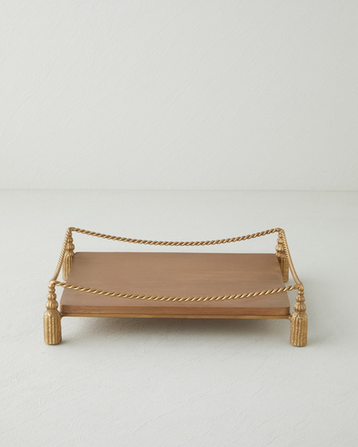 Madely Ahşap Dekoratif Tepsi 35x25 cm Kahve – Gold