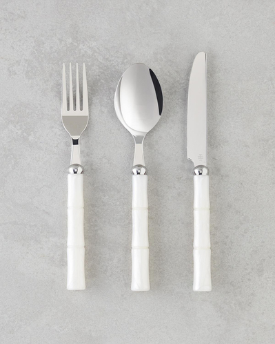 Maria Paslanmaz Çelik Çatal Kaşık Bıçak Takımı 18 Parça 6 Kişilik Krem