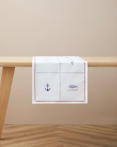 Marin Symphony Runner 40x140 cm Beyaz - Lacivert