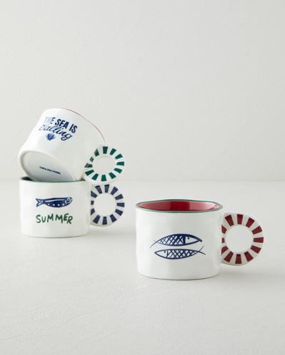 Mariner Fishy New Bone China Kupa 260 ml Mavi - Kırmızı -Yeşil