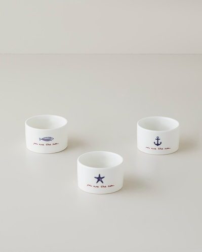 Mariner Sun Stoneware 3lü Çerezlik 6,5 cm Mavi-Kırmızı