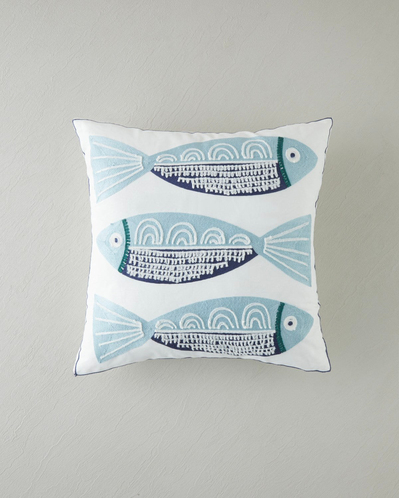 Marlin Kırlent Kılıfı 45x45 cm Mavi-Bej