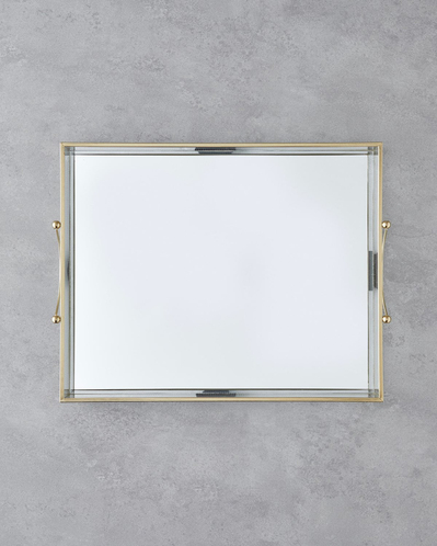 Marsilya Cam Dekoratif Tepsi 43,3x33x5 cm Gold