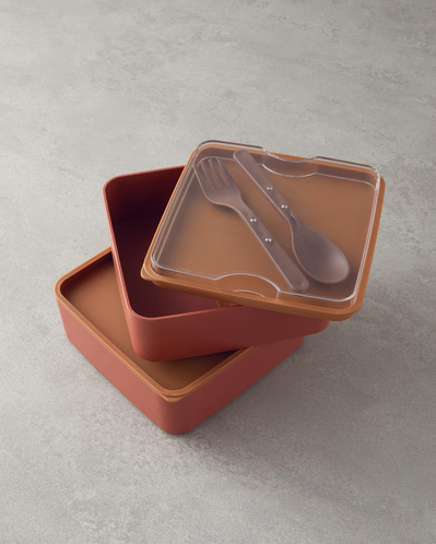 Mezaluna Plastik 2 Katlı Lunch Box 710 ml+710 ml Turuncu