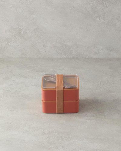 Mezaluna Plastik 2 Katlı Lunch Box 710 ml+710 ml Turuncu