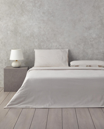 Modern Argyle Çift Taraflı Pamuk Tek Kişilik Çarşaflı Nevresim Takımı Bej