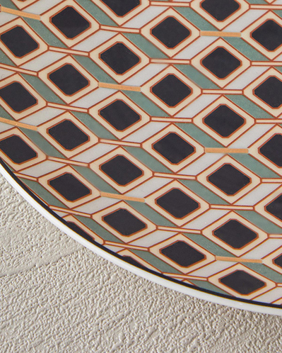 Modern Cube Bone Porselen Pasta Tabağı 20 cm Yeşil