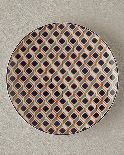 Modern Cube Bone Porselen Pasta Tabağı 20 cm Yeşil