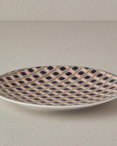 Modern Cube Bone Porselen Pasta Tabağı 20 cm Yeşil