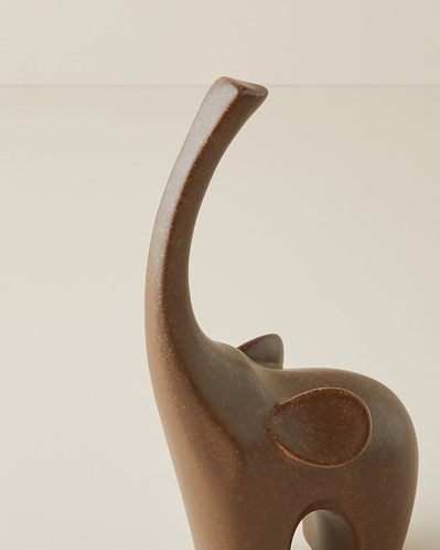 Modern Elephant Seramik Dekoratif Obje 12x23 cm Kahverengi
