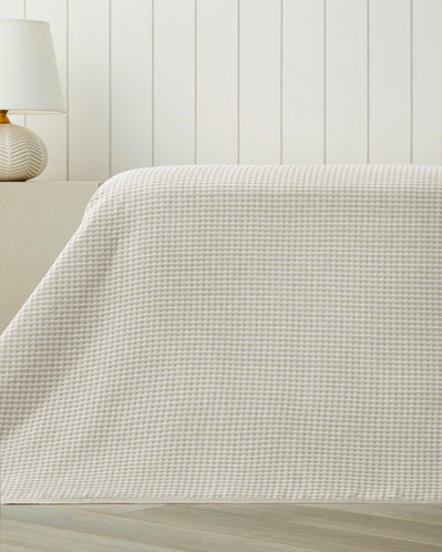 Modern Grid Çift Kişilik Pike 180x220 cm Ekru