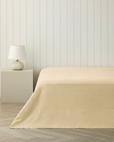 Modern Grid Tek Kişilik Pike 150x220 cm Sarı