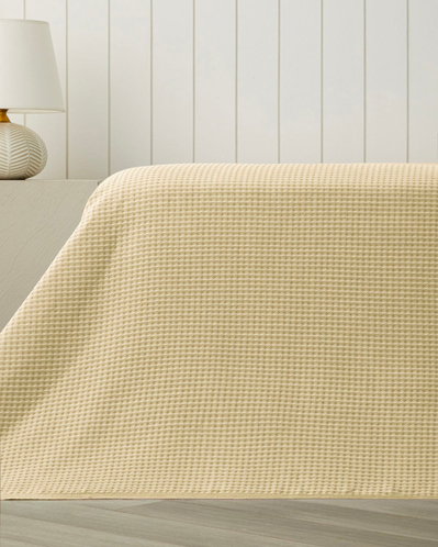 Modern Grid Tek Kişilik Pike 150x220 cm Sarı
