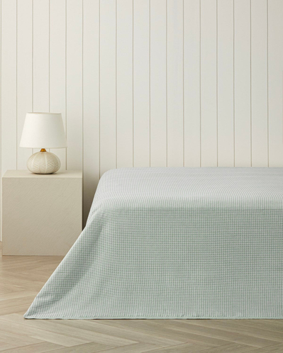 Modern Grid Tek Kişilik Pike 150x220 cm Yeşil