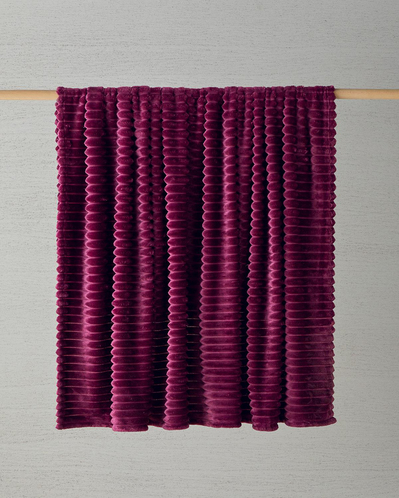 Modern Line Çizgili Super Soft Çift Kişilik Battaniye 200x220 cm Mürdüm