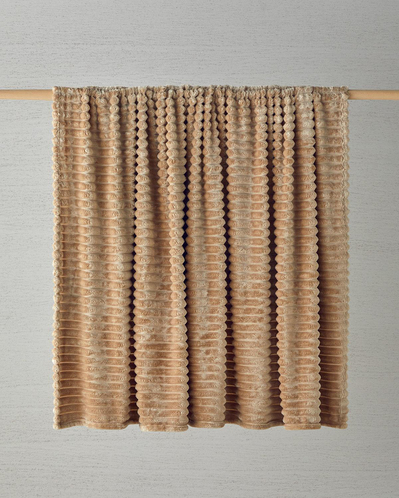 Modern Line Çizgili Super Soft Tek Kişilik Battaniye 150x200 cm Bej