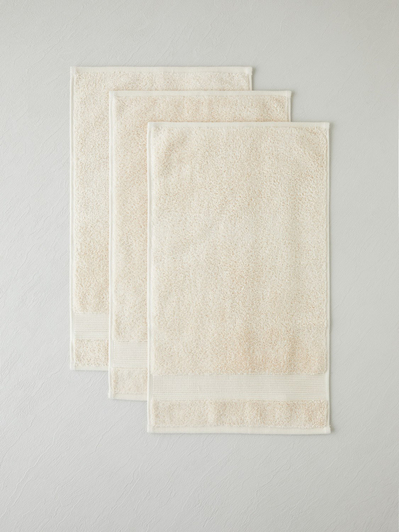 Modern Line %100 Pamuk 3lü Havlu Seti 30x50 cm Fildişi