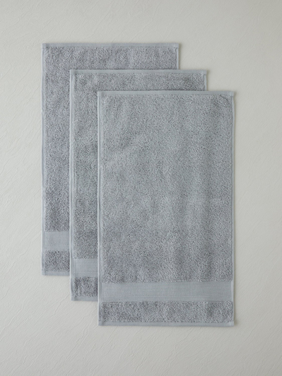 Modern Line %100 Pamuk 3lü Havlu Seti 30x50 cm Koyu Gri