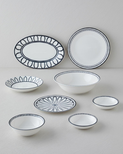 Monarch Porselen Servis Tabağı 25 cm Siyah - Beyaz