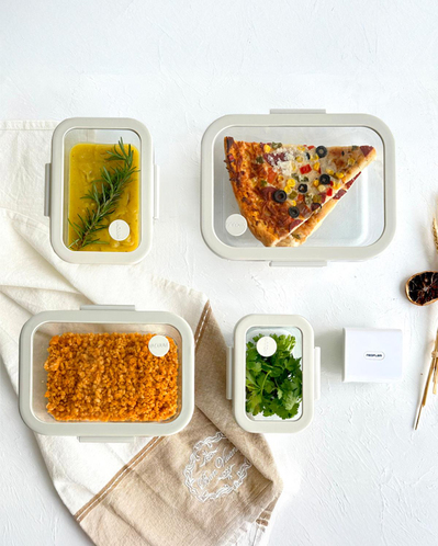 Neoflam Fika Glace Cam 5 Parça Vakumlu Saklama Kabı Seti Bej