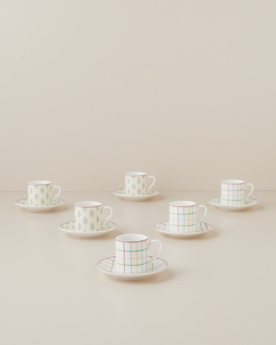Neva Flora New Bone China 12 Parça 6 Kişilik Kahve Fincan Takımı 80 ml Renkli