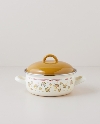 Nostalgic Serenity Emaye Mini Tencere 18 cm Hardal