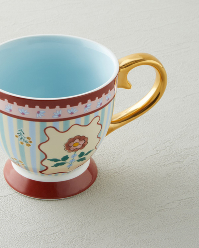 Nostalgic Wildflower New Bone China Kupa 460 ml Mavi – Bordo