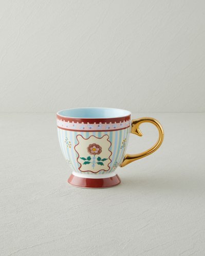 Nostalgic Wildflower New Bone China Kupa 460 ml Mavi – Bordo