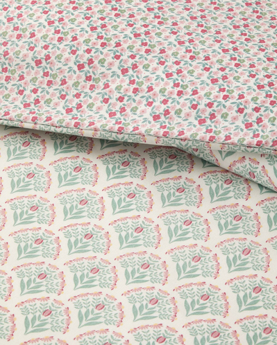 Ornament Petal Kolay Ütülenir Çift Kişilik Nevresim Seti 200x220 cm Pembe - Yeşil