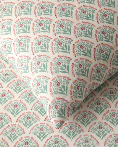 Ornament Petal Kolay Ütülenir Tek Kişilik Nevresim Seti 160x220 cm Pembe - Yeşil