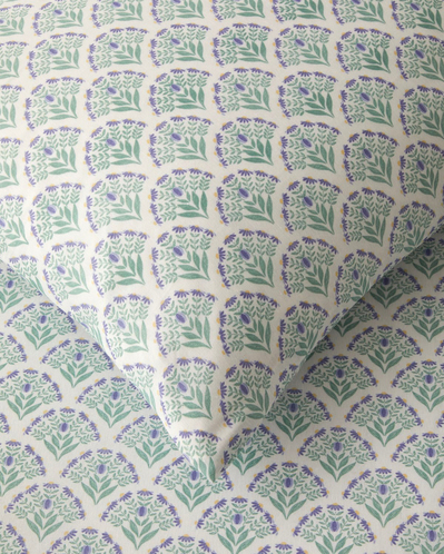 Ornament Petal Kolay Ütülenir Tek Kişilik Nevresim Seti 160x220 cm Lila-Yeşil