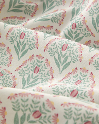 Ornament Petal Kolay Ütülenir Tek Kişilik Nevresim Seti 160x220 cm Pembe - Yeşil