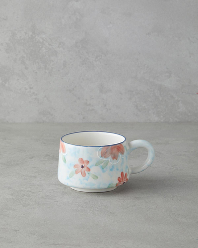 Pastel Blooming Seramik Kupa 260 ml Mavi - Kırmızı -Yeşil