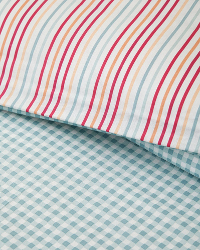 Pastel Gingham Pamuklu Çift Kişilik Nevresim Seti 200x220 cm Pembe - Turuncu