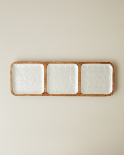Perla Mango 3 Bölmeli Sunumluk 42x14x2 cm Krem