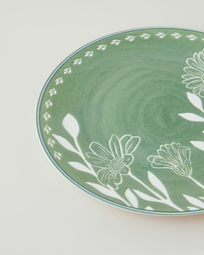 Petal Poetry Porselen Servis Tabağı 25 cm Yeşil