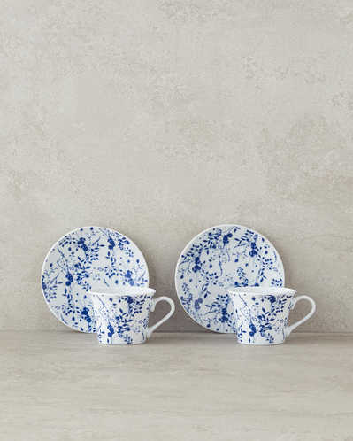 Pia Porselen Kahve Fincan Takımı 4 Parça 2 Kişilik Mavi