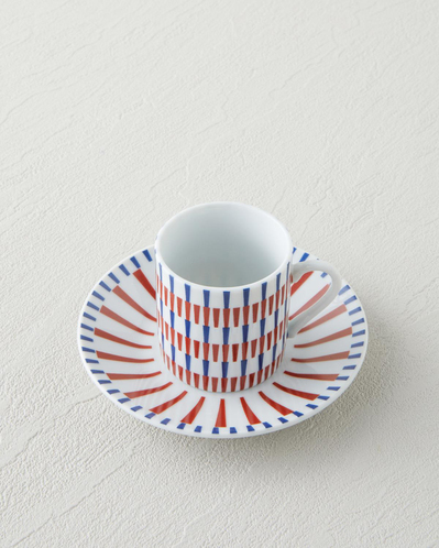 Pico Porselen 4 Parça 2 Kişilik Kahve Fincan Takımı 80 ml Lacivert-Kırmızı