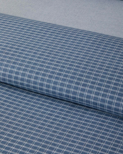 Pincheck İpliği Boyalı Çift Kişilik Çarşaflı Nevresim Takımı 200x220 cm Mavi