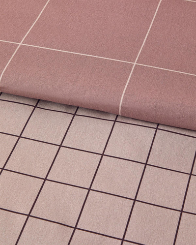 Plain Check Kolay Ütülenir Çift Taraflı Çift Kişilik Nevresim Seti 200x220 cm Açık Mürdüm