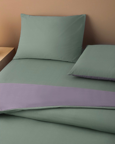 Plain Pamuk Çarşaflı King Size Nevresim Takımı 240x220 cm Yeşil-mor