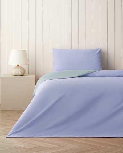 Plain Pamuk Çarşaflı Tek Kişilik Nevresim Takımı 160x220 cm Ortanca Mavi-Su Yeşili