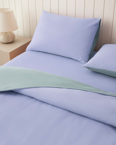 Plain Pamuk Çarşaflı Tek Kişilik Nevresim Takımı 160x220 cm Ortanca Mavi-Su Yeşili