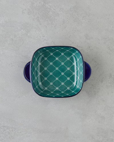 Plantopia Porselen Kayık Tabak 18x14 cm Lacivert-Yeşil