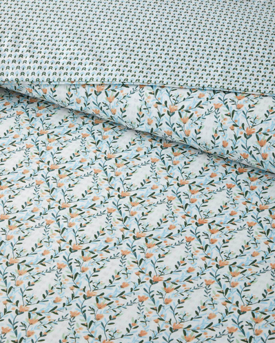 Poemy Kolay Ütülenir Çift Kişilik Nevresim Seti 200x220 cm Turuncu-Mavi