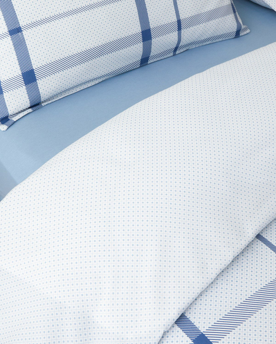 Polka Grid Kolay Ütülenir Tek Kişilik Çarşaflı Nevresim Takımı 160x220 cm Mavi