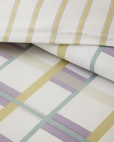 Pop Grid Kolay Ütülenir Tek Kişilik Nevresim Seti 160x220 cm Lila-Yeşil