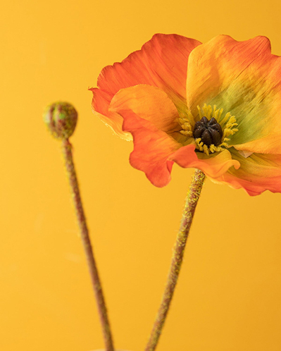Poppy Tek Dal Yapay Çiçek Turuncu